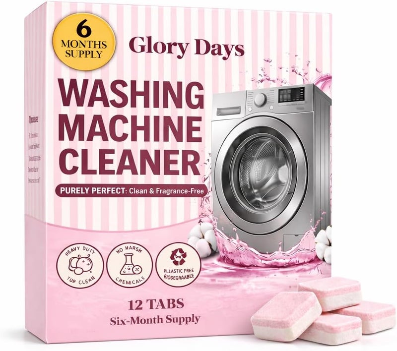 Glory Days Washing Machine Cleaning Tablets – Non-Toxic, Eco-Friendly, Biodegradable Washer Cleaner Tablets for HE, Front Load & Top Load Machines – Odor Remover and Descaler Tabs (6-Month Supply) - Image 1